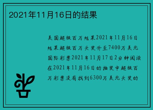 2021年11月16日的结果 